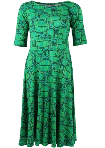 Flot klassisk grøn kjole med flot og tidsløst print fra Danefæ